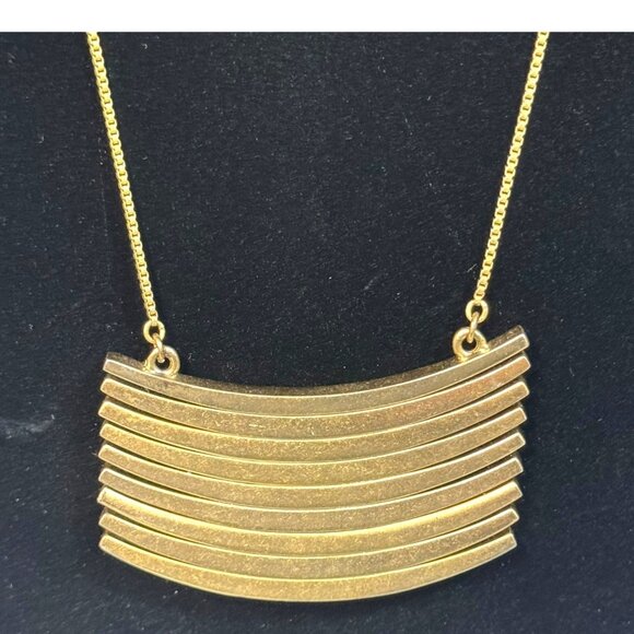 Necklace Gold Tone Double Strand Curved Layered Bars Adjustable Vtg Modern MCM - Picture 1 of 7